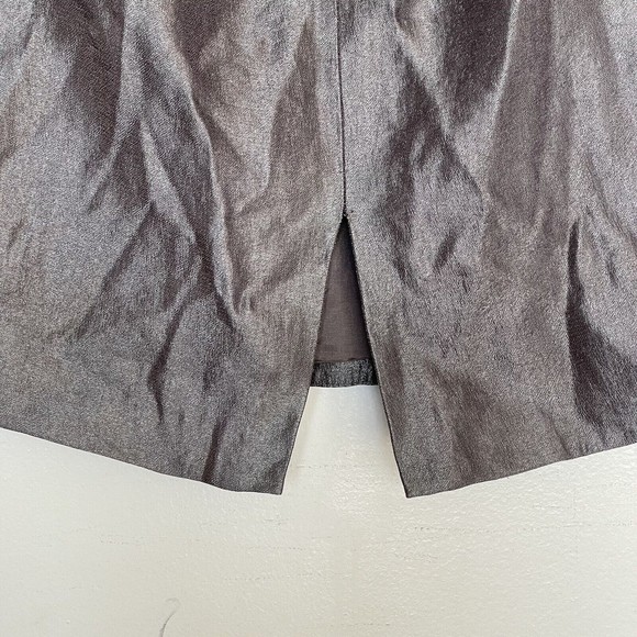 Ann Taylor Skirt Sz 0 Petite knee length Slit Metallic Look Work Wear Corporate - Picture 4 of 12
